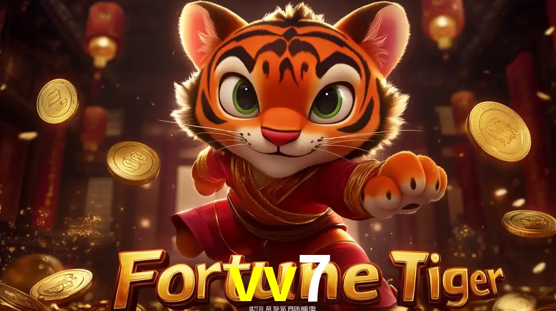 O carismático mascote do jogo de slot Fortune Tiger, um tigre fofo em pose de artes marciais, pronto para trazer sorte e multiplicadores de ganhos no cassino online vv7.