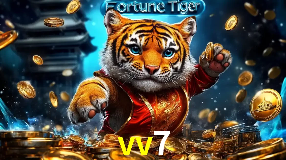 Imagem promocional do jogo de slot Fortune Tiger, com um tigre majestoso em traje tradicional cercado por uma fortuna em moedas de ouro, disponível agora no cassino vv7.