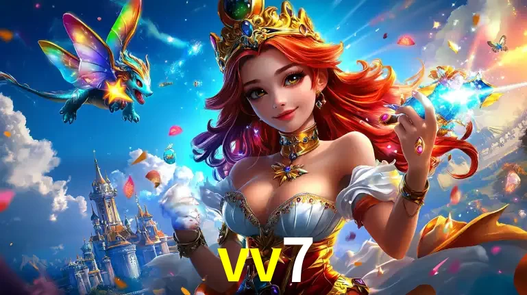 A princesa de um reino de fantasia mágico, com seu pequeno dragão, apresentando um mundo de prêmios encantados nos jogos de caça-níqueis do cassino vv7.